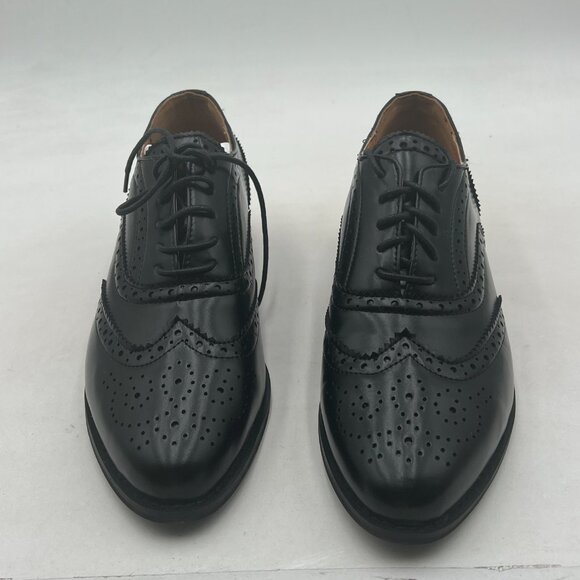 Black Men\'s Black Leather Classic Lace Up Oxford Low Heel Round Toe Dress Pump main image 6